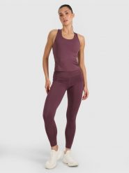 4F Legginsy treningowe szybkoschnące damskie - brązowe S. Brązowe legginsy 4f, s, bez wzorów, z dzianiny, z podwyższonym stanem. Za 119.99 zł.