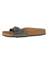 Birkenstock Klapki w kolorze czarnym rozmiar: 38. Szare klapki Birkenstock, bez wzorów, z otwartym noskiem, bez obcasa. Za 274.75 zł.