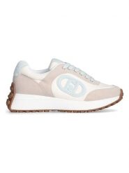Liu Jo Skórzane sneakersy w kolorze kremowo-jasnoróżowym rozmiar: 35. Brązowe trampki Liu Jo, bez wzorów, z materiału, bez zapięcia. Za 303.78 zł.