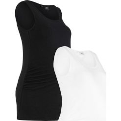 Topy ciążowe (2 szt.) bonprix czarny + biały. Czarne topy bonprix, bez wzorów, z bawełny, bez kołnierzyka, bez ramiączek. Za 33.98 zł.