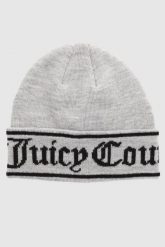 JUICY COUTURE Szara czapka z logo. Szare czapki Juicy Couture, bez wzorów. W wyprzedaży za 129.99 zł.