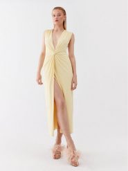 Patrizia Pepe Sukienka koktajlowa 2A2519/J113-Y433 Żółty Slim Fit. Żółte sukienki Patrizia Pepe, bez wzorów, z syntetyku, wizytowe, bez kołnierzyka, bez ramiączek. Za 749.99 zł.