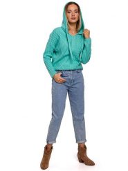 Made of emotion Bluza w kolorze turkusowym rozmiar: L/XL. Niebieskie bluzy Made Of Emotion, l, bez wzorów, ze splotem, z kapturem. Za 114.44 zł.