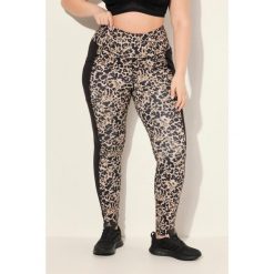 Damskie Legginsy sportowe szybkoschnące wzór w panterkę z recyklingu. Brązowe legginsy Ulla Popken, plus size, bez wzorów, z materiału. Za 244.99 zł.