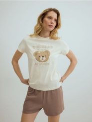 Bawełniana piżama dwuczęściowa - brązowy. Brązowe piżamy Reserved, bez wzorów, z bawełny, bez ramiączek. Za 79.99 zł.