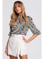 Made of emotion Bluzka w kolorze biało-błękitno-żółtym rozmiar: XL. Białe bluzki Made Of Emotion, xl, bez wzorów, bez kołnierzyka, bez ramiączek. Za 61.60 zł.