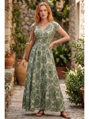 SOULSHAE Sukienka w kolorze zielonym rozmiar: S/M. Zielone sukienki SOULSHAE, m, bez wzorów, bez kołnierzyka, bez ramiączek, maxi. Za 219.95 zł.