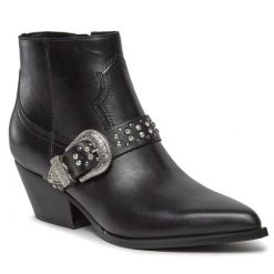 Botki Guess. Czarne botki Guess, z aplikacjami, bez obcasa, na słupku, bez zapięcia. Za 1,049.00 zł.