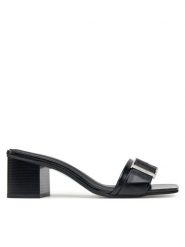 Calvin Klein Klapki Heel Mule 50 W/Buckle - Lth HW0HW02478 Czarny. Czarne klapki Calvin Klein, bez wzorów, ze skóry, bez obcasa. Za 319.99 zł.