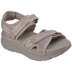 Sandały damskie Skechers D'lux Walker Sandal-bold City. Brązowe sandały Skechers, bez wzorów, z materiału, bez obcasa, bez zapięcia. Za 490.00 zł.