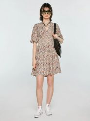 Sukienka damska mini z wiskozy z nadrukiem kremowa Viana 103. Białe sukienki Big Star, l, bez wzorów, z koronki, bez kołnierzyka, bez ramiączek, mini. Za 199.99 zł.