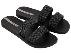 Klapki damskie Ipanema Renda Ii. Czarne klapki Ipanema, bez wzorów, z materiału, bez obcasa. Za 83.99 zł.