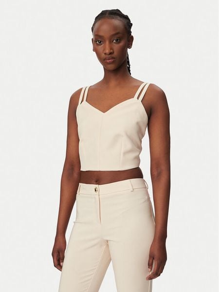 Rinascimento Top CFC0127891003 Beżowy Slim Fit. Brązowe topy Rinascimento, l, bez wzorów, z syntetyku, bez kołnierzyka, bez ramiączek. Za 235.99 zł.