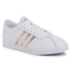 ADIDAS COURTSET FW4168 Biały. Białe obuwie sportowe Adidas, ze skóry, bez zapięcia. Za 249.99 zł.