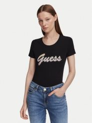 Guess T-Shirt W6YI56 K5028 Czarny Slim Fit. Czarne t-shirty Guess, xs, z aplikacjami, z bawełny, bez kołnierzyka, bez ramiączek. Za 194.99 zł.