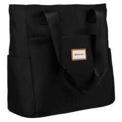 Shopperka materiałowa Rovicky R-TZ-01 czarna. Czarne shopper ROVICKY, bez wzorów, z materiału, biznesowe, małe, bez dodatków. Za 39.89 zł.