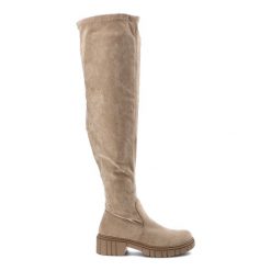 Beżowe Kozaki S.Barski Modne Obuwie Damskie. Brązowe kozaki S.BARSKI, za kolano, bez obcasa, bez zapięcia. Za 178.99 zł.
