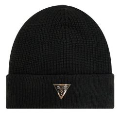 Czapka Guess. Czarne czapki Guess, z aplikacjami. Za 159.99 zł.