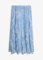 Spódnica maxi z lekkiego szyfonu. Niebieskie spódnice bonprix, bez wzorów, z szyfonu, maxi. Za 79.99 zł.