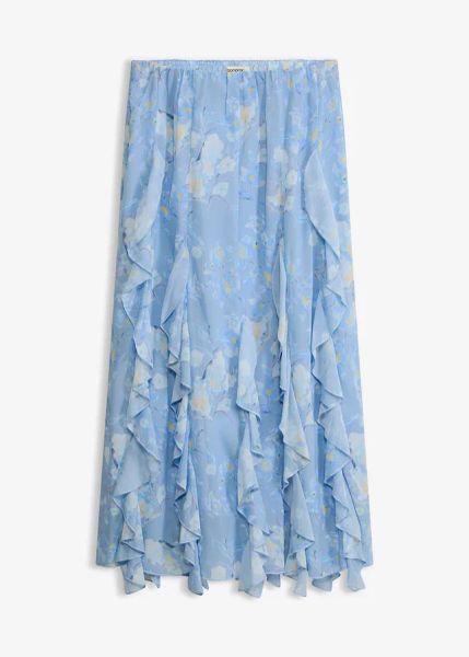 Spódnica maxi z lekkiego szyfonu. Niebieskie spódnice bonprix, bez wzorów, z szyfonu, maxi. Za 79.99 zł.