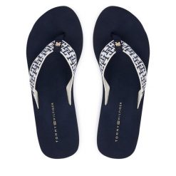 Japonki Tommy Hilfiger. Niebieskie klapki TOMMY HILFIGER, bez wzorów, bez obcasa. Za 229.99 zł.