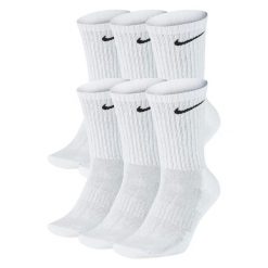 Skarpety Unisex Adult Everyday Cushioned (zestaw 6 Sztuk). Białe skarpety Nike, bez wzorów, z bawełny. Za 155.99 zł.