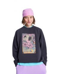 Bluza dla Kobiety LINEUP TERRY Czarny. Szare bluzy Roxy, m, bez wzorów, z bawełny, bez kaptura. Za 174.99 zł.