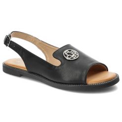 Czarne Sandały Filippo Modne Buty Na Lato. Czarne sandały Filippo, bez wzorów, ze skóry ekologicznej, klasyczne, bez obcasa, bez zapięcia. Za 135.00 zł.