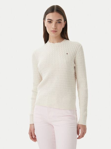 Tommy Hilfiger Sweter WW0WW44993 Écru Regular Fit. Białe swetry TOMMY HILFIGER, xl, bez wzorów, z bawełny, bez ramiączek. Za 350.99 zł.