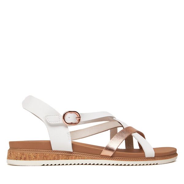 Sandały Skechers. Białe sandały Skechers, bez wzorów, bez obcasa, na płaskiej podeszwie, bez zapięcia. Za 199.99 zł.