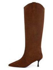 Loft37 Skórzane kozaki w kolorze jasnobrązowym rozmiar: 38. Brązowe kozaki loft37, na zimę, bez obcasa, na szpilce, bez zapięcia. Za 717.99 zł.