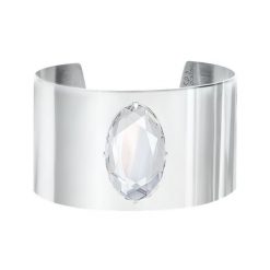Bransoleta mankietowa Glamour z kryształem posrebrzana. Białe bransoletki Lilou, z kryształem, posrebrzane. Za 279.00 zł.
