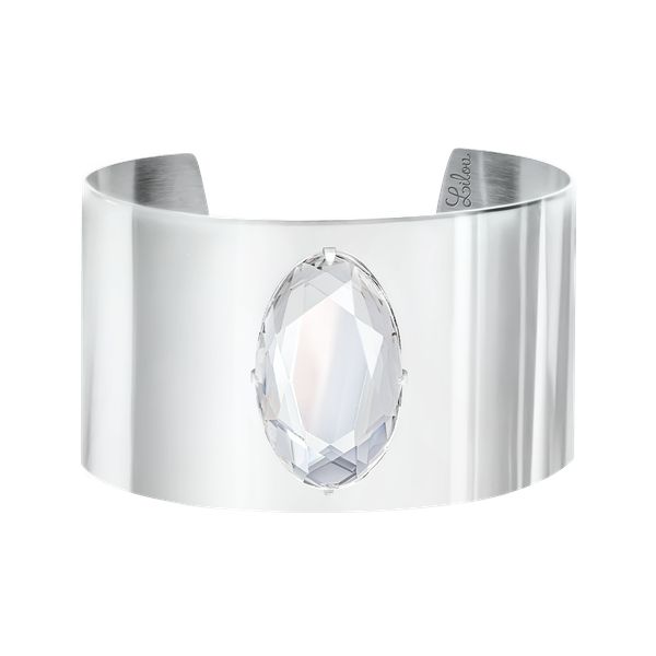 Bransoleta mankietowa Glamour z kryształem posrebrzana. Białe bransoletki Lilou, z kryształem, posrebrzane. Za 279.00 zł.