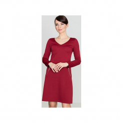Sukienka K078 Bordo. Czerwone sukienki Lenitif, s, bez wzorów, bez kołnierzyka, bez ramiączek. Za 119.00 zł.