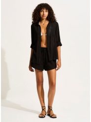 Seafolly Koszula w kolorze czarnym rozmiar: S. Czarne koszule Seafolly, s, bez wzorów, z bawełny, bez kołnierzyka, bez ramiączek. Za 123.25 zł.