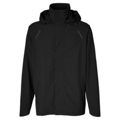 Kombinezon przeciwdeszczowy na rower Hoga, czarny. Czarne kurtki sportowe BASIL, bez wzorów, bez kaptura, rowerowe. Za 459.00 zł.