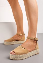 Brązowe Sandały Espadryle Peep Toe na Plecionej Platofrmie Ravellia. Brązowe sandały Born2be, bez wzorów, z otwartym noskiem, bez obcasa, na płaskiej podeszwie, bez zapięcia. Za 29.99 zł.