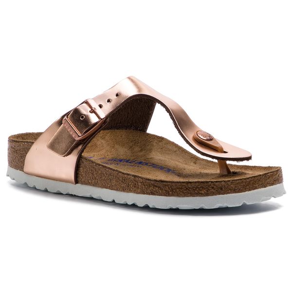 Japonki Birkenstock. Czerwone klapki Birkenstock, bez wzorów, bez obcasa. Za 379.99 zł.