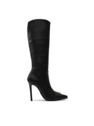 Just Cavalli Kozaki 77RA3S06 Czarny. Czarne kozaki Just Cavalli, ze skóry, bez obcasa, na szpilce, bez zapięcia. Za 1,639.00 zł.