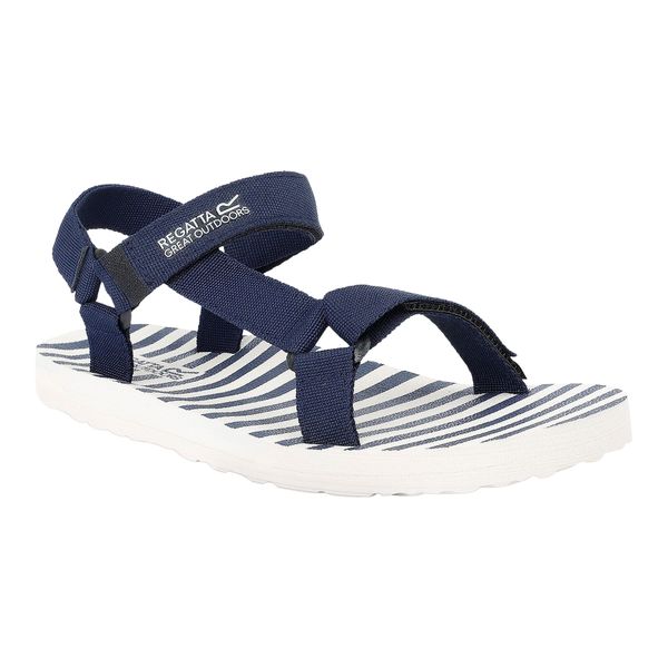 Damskie Sandały W Paski Lady Vendeavour. Niebieskie sandały Regatta, bez wzorów, z materiału, z otwartym noskiem, bez obcasa, bez zapięcia. Za 122.99 zł.