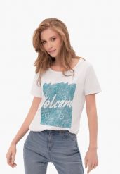 Biały t-shirt z nadrukiem T-PEPI. Białe t-shirty Volcano, m, bez wzorów, z bawełny, bez kołnierzyka, bez ramiączek. Za 59.99 zł.