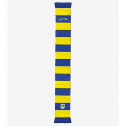 Szalik pasiak z herbem Arka Gdynia. Szaliki NO BRAND, bez wzorów, z materiału, sportowe. Za 64.99 zł.