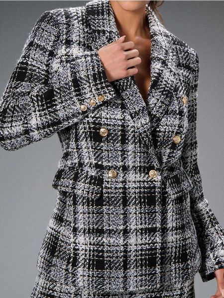 Marynarka w kratę - czarny. Czarne marynarki i żakiety Sinsay, l, bez wzorów. Za 45.99 zł.