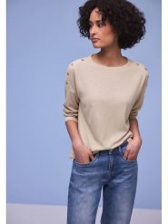 Street One Koszulka w kolorze beżowym rozmiar: 46. Brązowe bluzki Street One, bez wzorów, street, bez kołnierzyka, bez ramiączek. Za 119.12 zł.