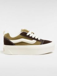 Vans Skórzane sneakersy "Knu Stack" w kolorze oliwkowo-kremowo-brązowym rozmiar: 38. Brązowe trampki Vans, bez wzorów, bez zapięcia. Za 206.91 zł.