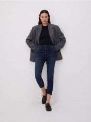Jeansy slim push up - granatowy. Niebieskie jeansy Reserved, bez wzorów, z podwyższonym stanem. Za 89.99 zł.
