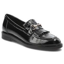 Czarne Mokasyny Armodo Eleganckie Obuwie Damskie. Czarne mokasyny Armodo, z aplikacjami, z lakierowanej skóry, bez obcasa. Za 305.99 zł.