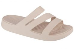 Klapki damskie Crocs 209587160. Brązowe klapki Crocs, bez wzorów, z materiału, bez obcasa. Za 195.60 zł.