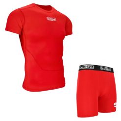 Komplet termoaktywny Keeza z krótkim rękawem. Czerwone bielizna sportowa KEEZA, xl, bez wzorów. Za 100.00 zł.