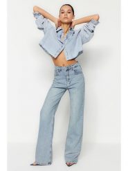 Trendyol Dżinsy - Comfort fit - w kolorze błękitnym rozmiar: 40. Niebieskie jeansy Trendyol, bez wzorów, z podwyższonym stanem. Za 104.99 zł.